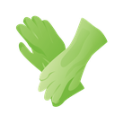 janitorial cleaning green rubber gloves